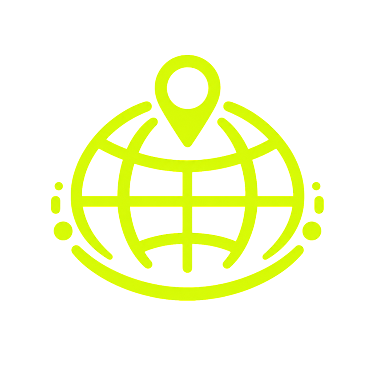 Icon of a globe with a location pin above it, representing global positioning or location services.