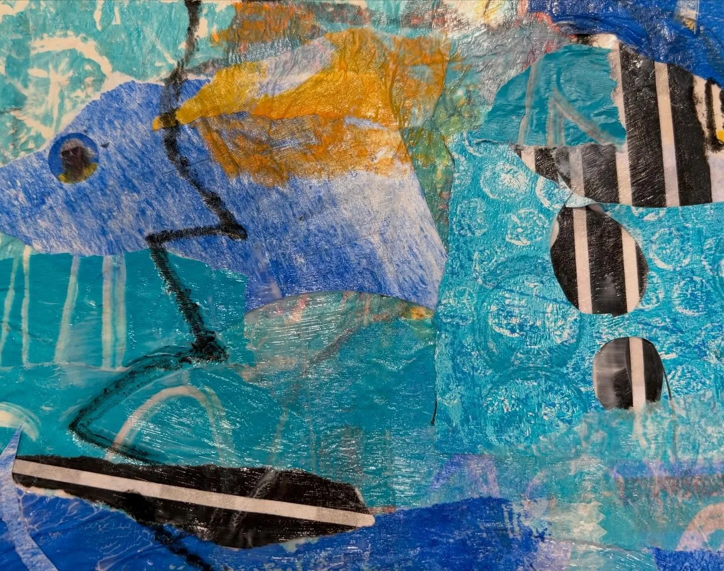 A couple of collages in blue this evening.