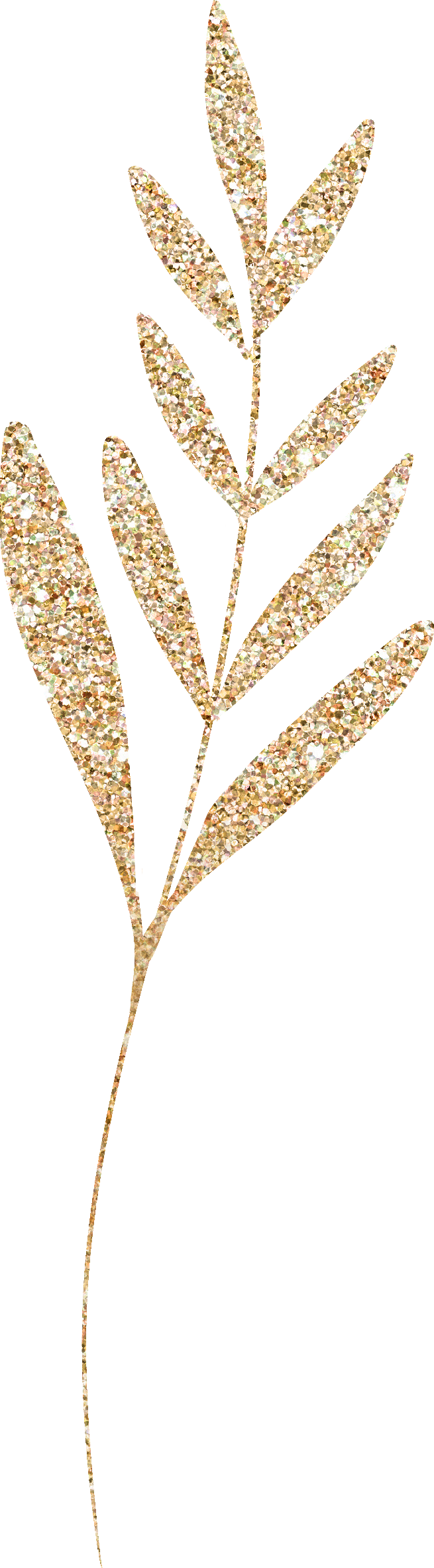 Glittery gold and beige floral design with large leaves made of sparkling glitter.