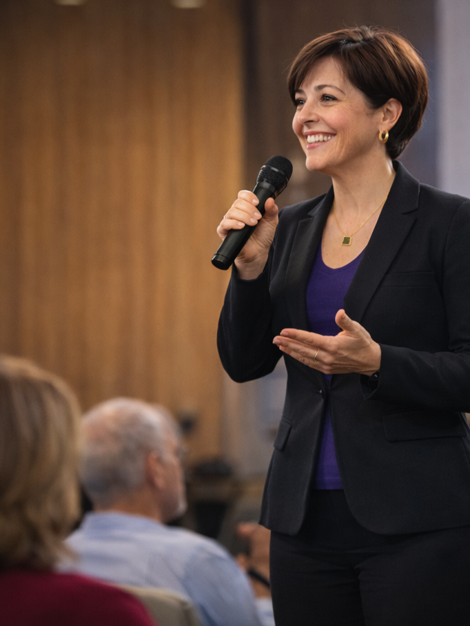 Professional leadership speaker delivering a keynote presentation on accountability, leadership, and performance