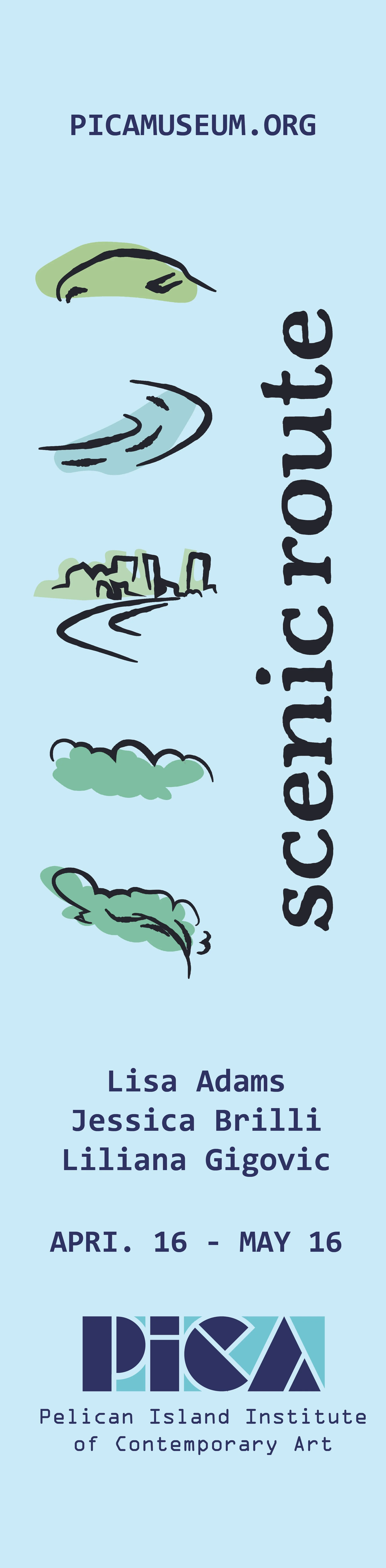 (MUSEUM BANNER) This project was completed for a Visual Identity and Logo design class. This project was a group effort, as students were tasked with creating a logo for a Museum: PICA (Pelican Institute of Contemporary Art). My part in the group pro