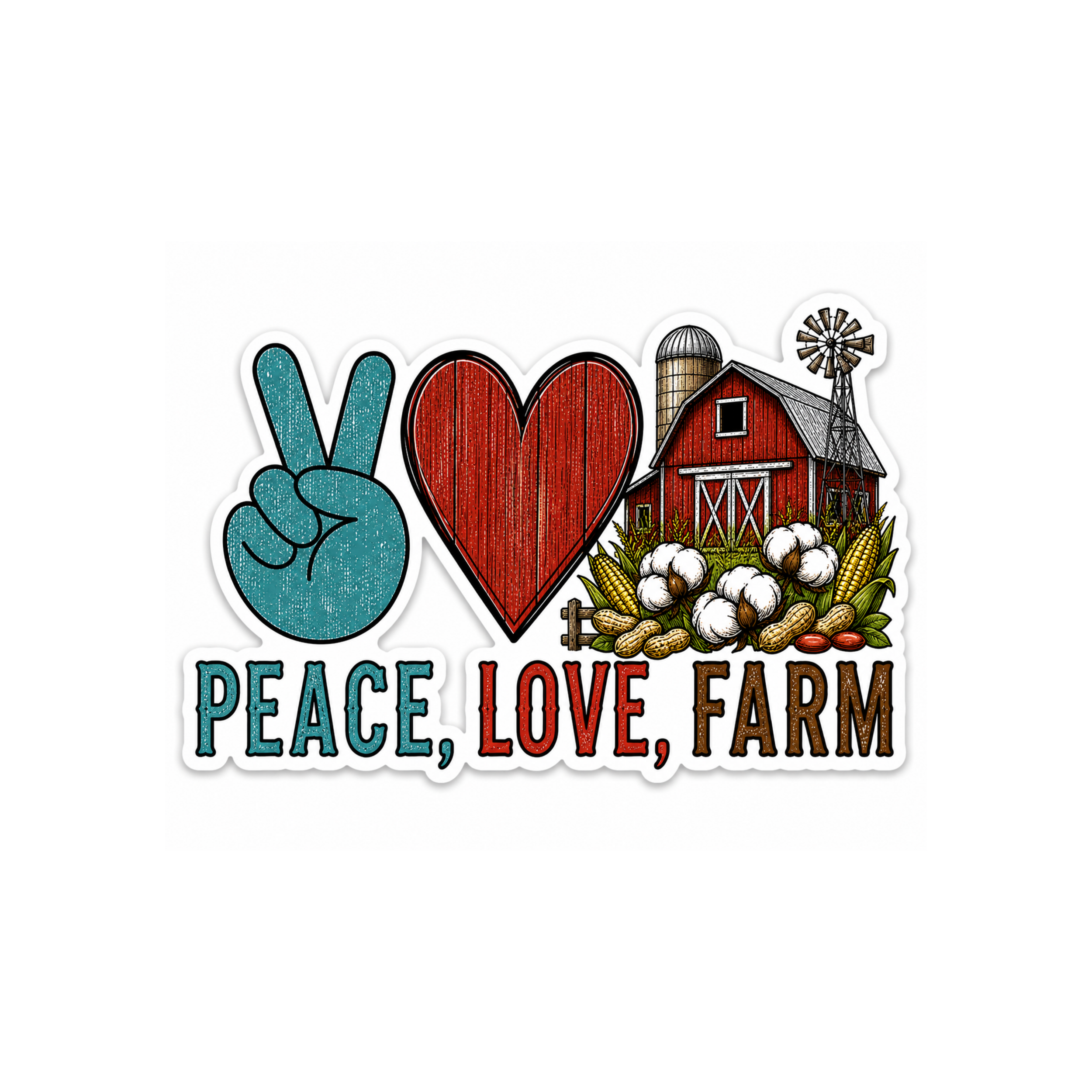 Peace, Love, and Farm Sticker