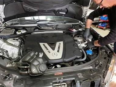 Mercedes S320 L CDI Brabus on UK plates has headlamps realigned by our Mercedes Benz trained technician at our workshop in Murcia. Headlamp adjustment on this model is fairly quick and straightforward and our customer will not be charged for this wor