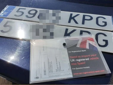 New Spanish "KPG" registration plates and vehicle documentation pack ready to be despatched to our customer in Malaga region. We collected this Swedish customer's vehicle from Malaga airport, carried out some pre ITV work, imported the vehicle and de