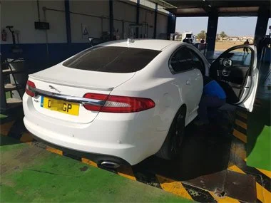 Jaguar XF Coupe begins it's import test on the weigh scale at ITV test centre. Our engineers realigned the headlights on this vehicle prior to test and carried out a free pre-import check which covers every aspect of the import test, ensuring that a 