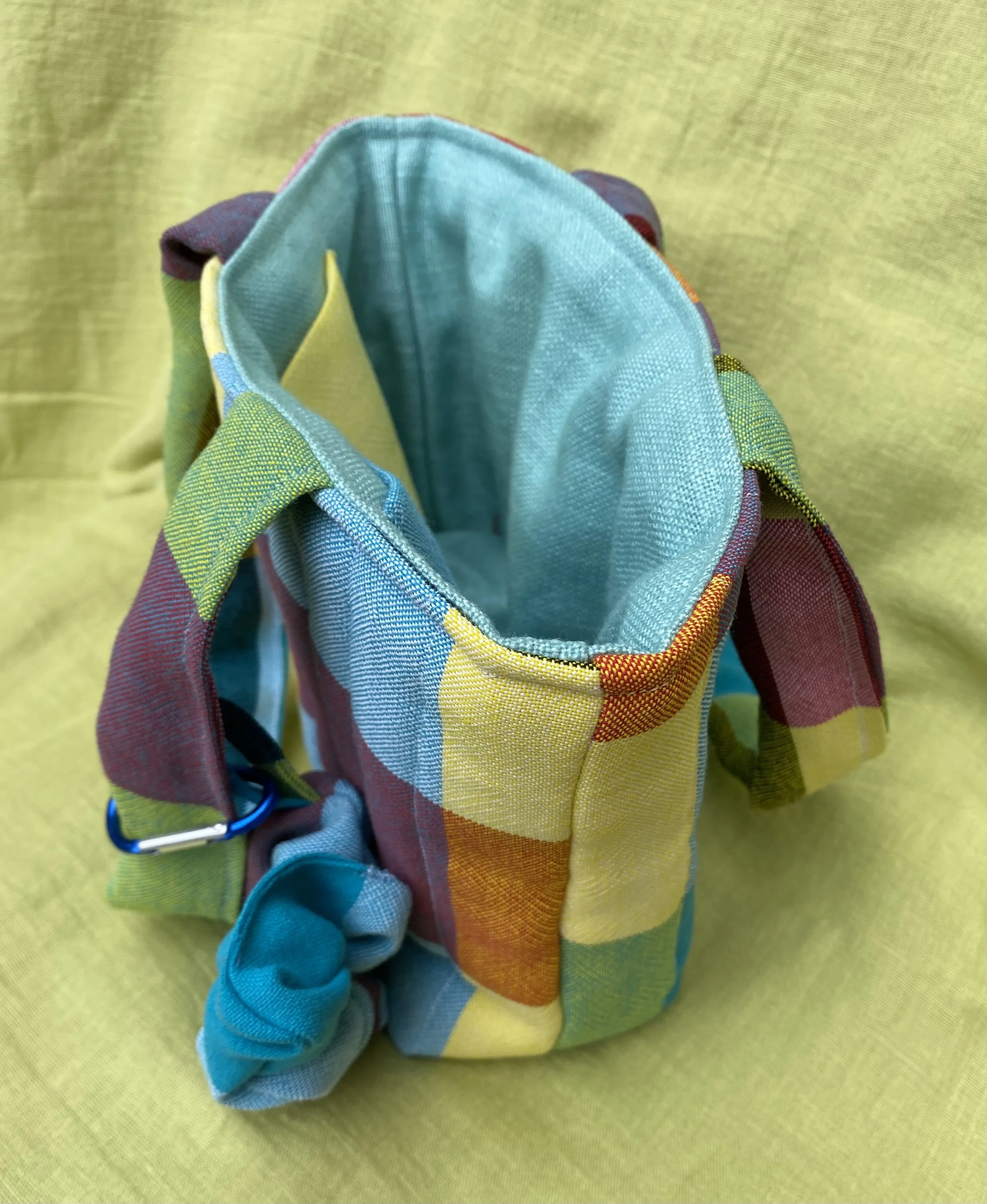 checked yellow blue small table cloth bag inside pic.jpeg