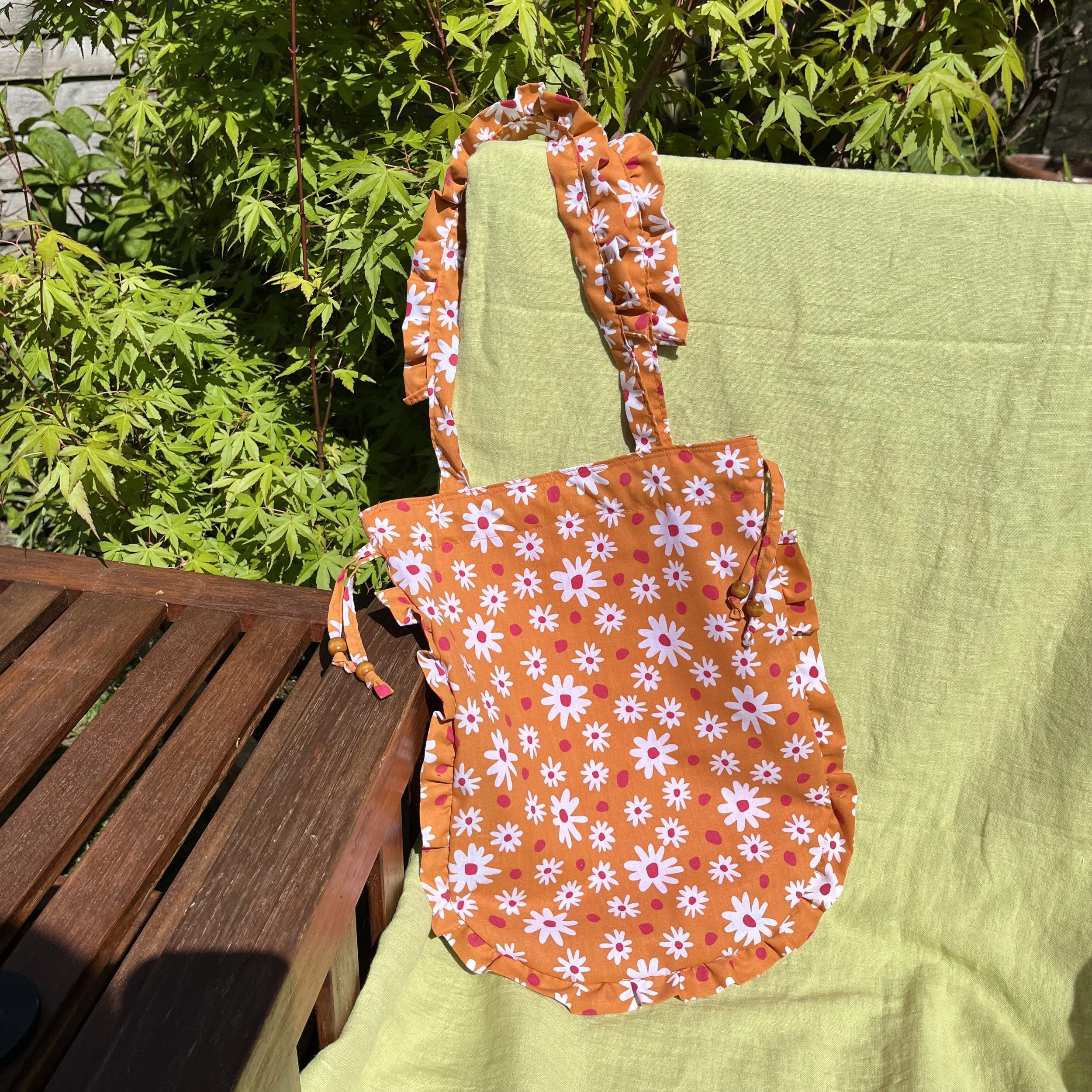 Frilled Floral Tote Bag