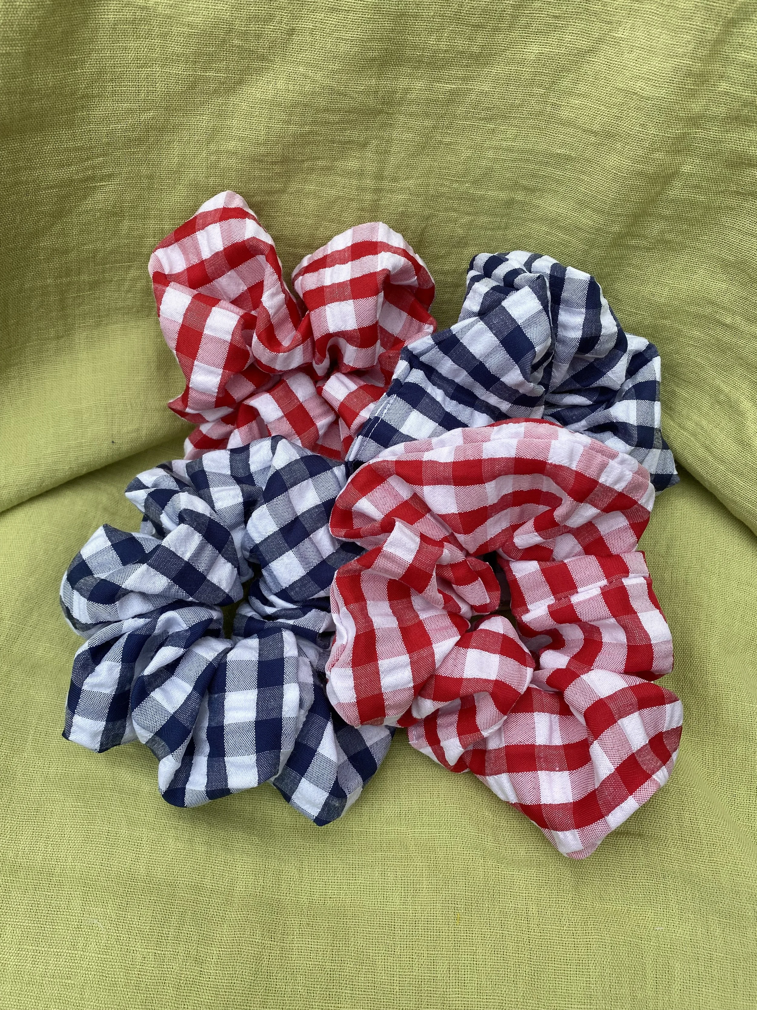 Gingham Seersucker Hair Scrunchies