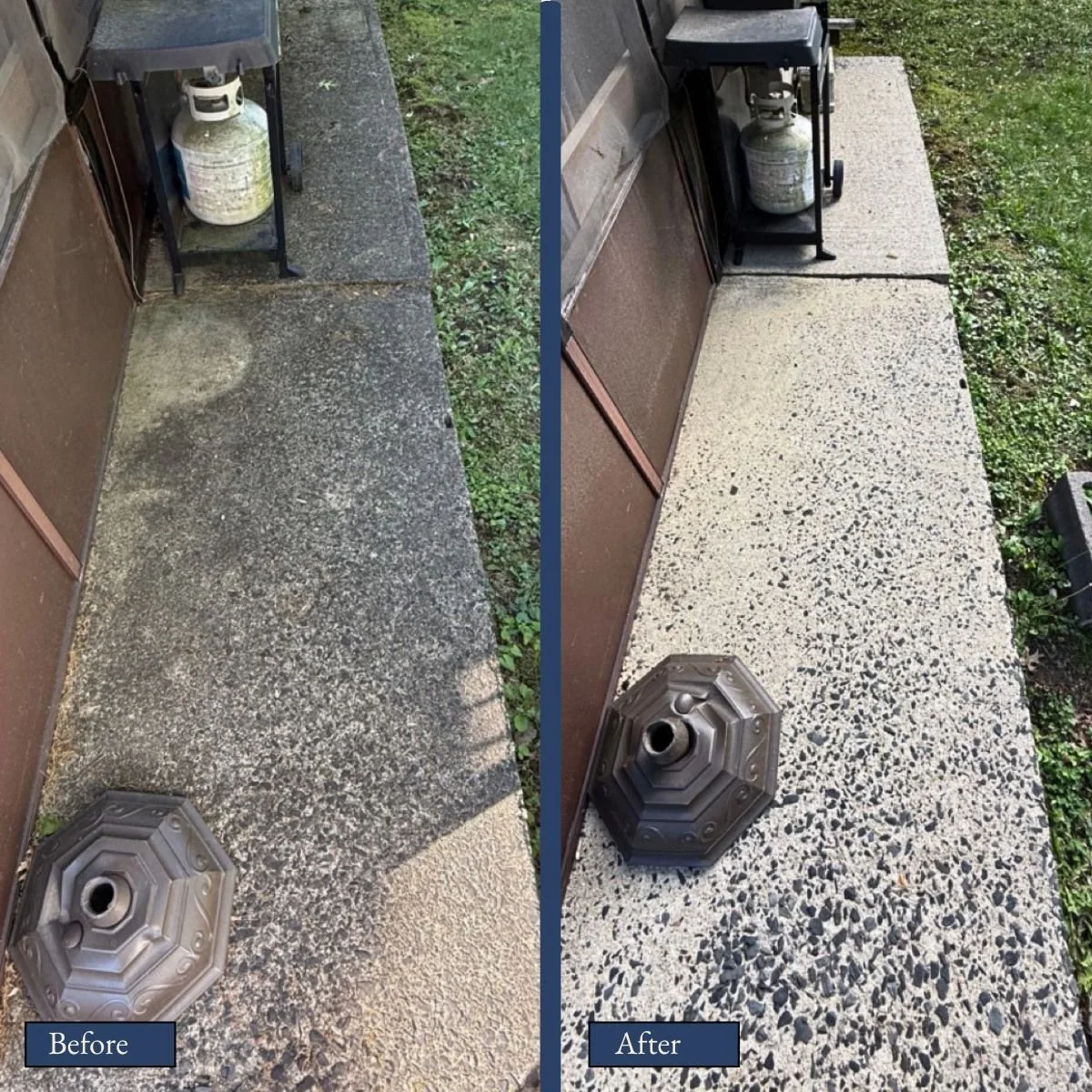 Concrete walkway pressure washed before and after — Cranford, NJ | Otterly Clean & Co.
