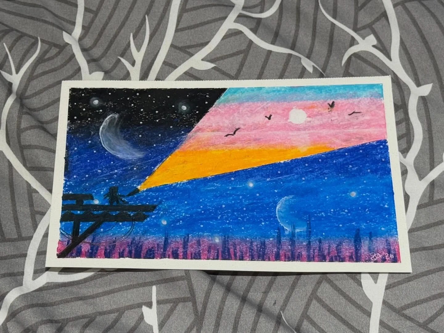 These coming days need to be rest days. I stayed put, didn&rsquo;t push it and listened for once. 😉

I still had that itch to make something though, so I messed about with a relatively new art medium (oil pastel), learned a few things and got creati