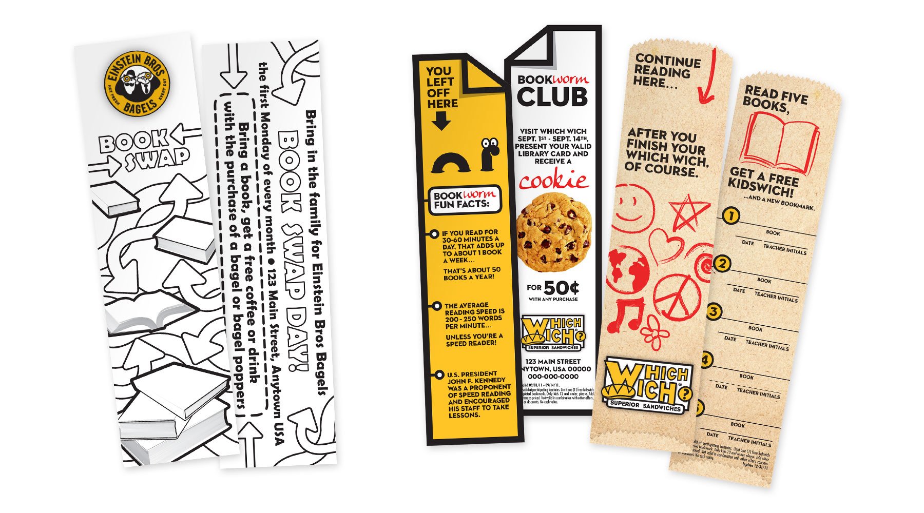 book club bookmarks for a reading program pitch for different brands