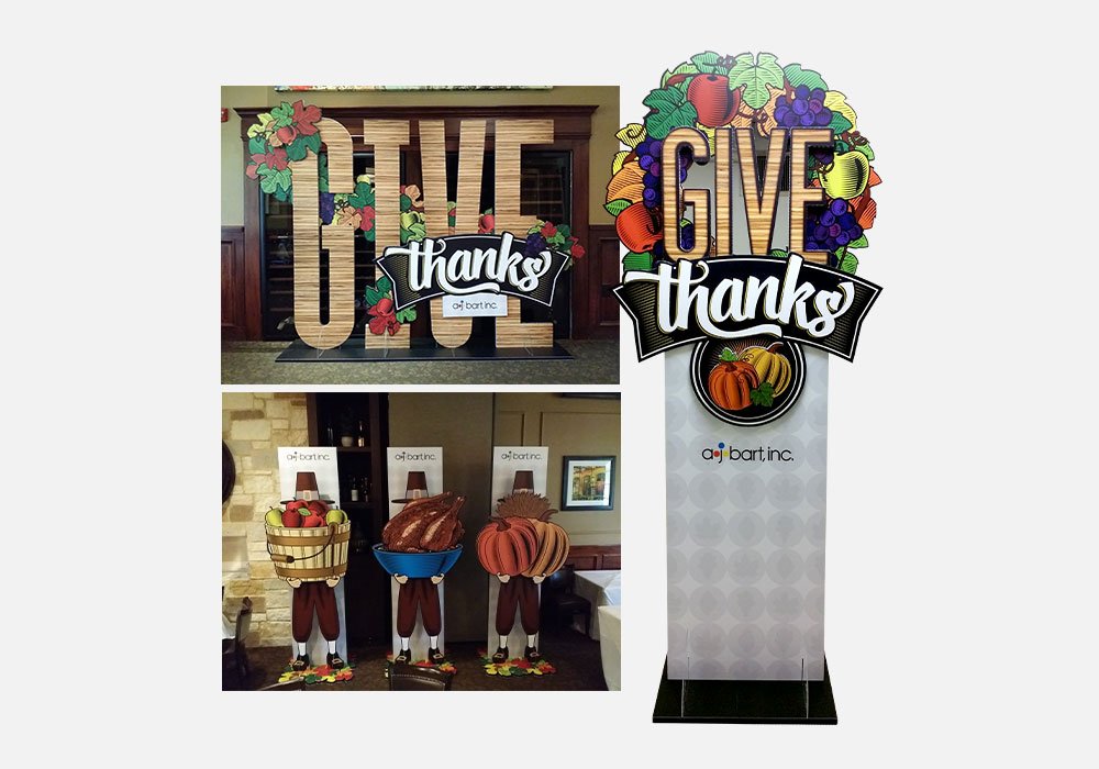 Annual Thanksgiving client party oversized graphics
