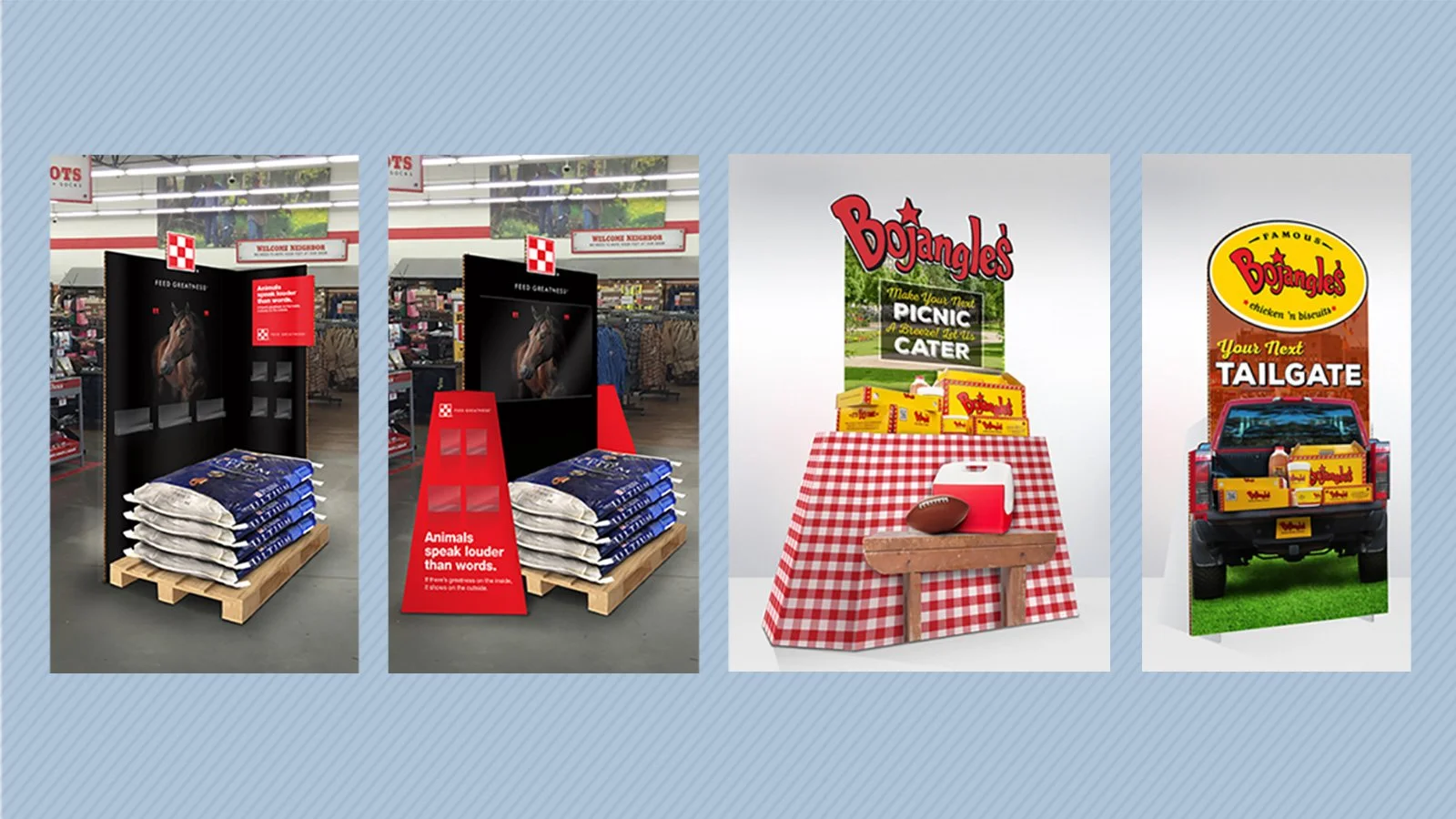 in-store large promo pieces and info stations