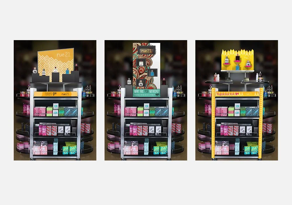 rue21 scent cart heat bent printed plexi dress-up kits for seasonal or promotional adaptability
