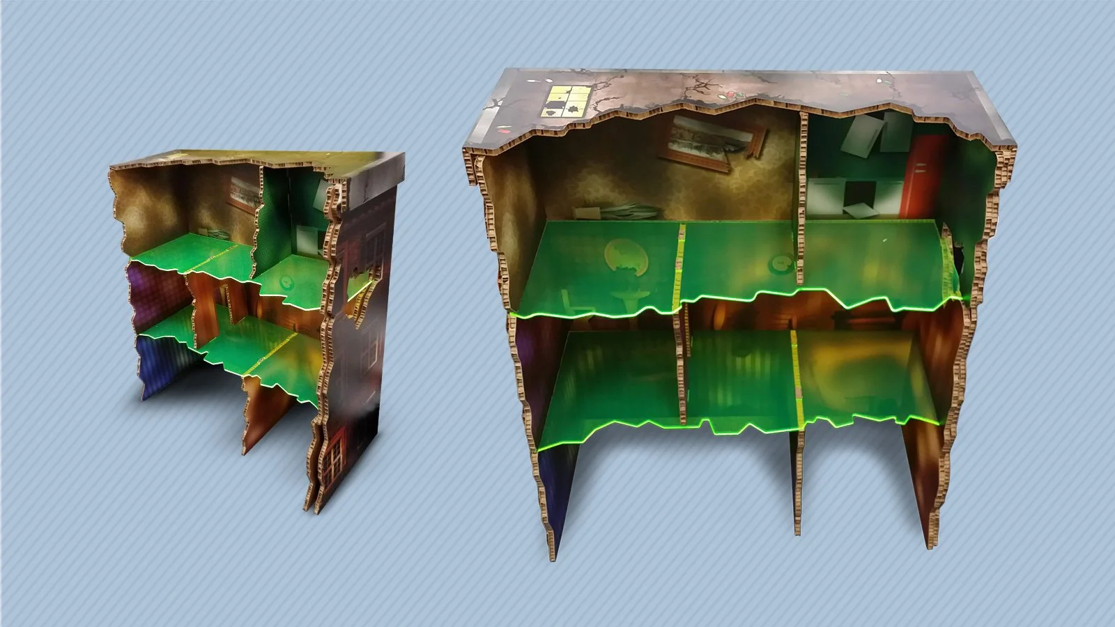 super hero themed shelf unit for trade show