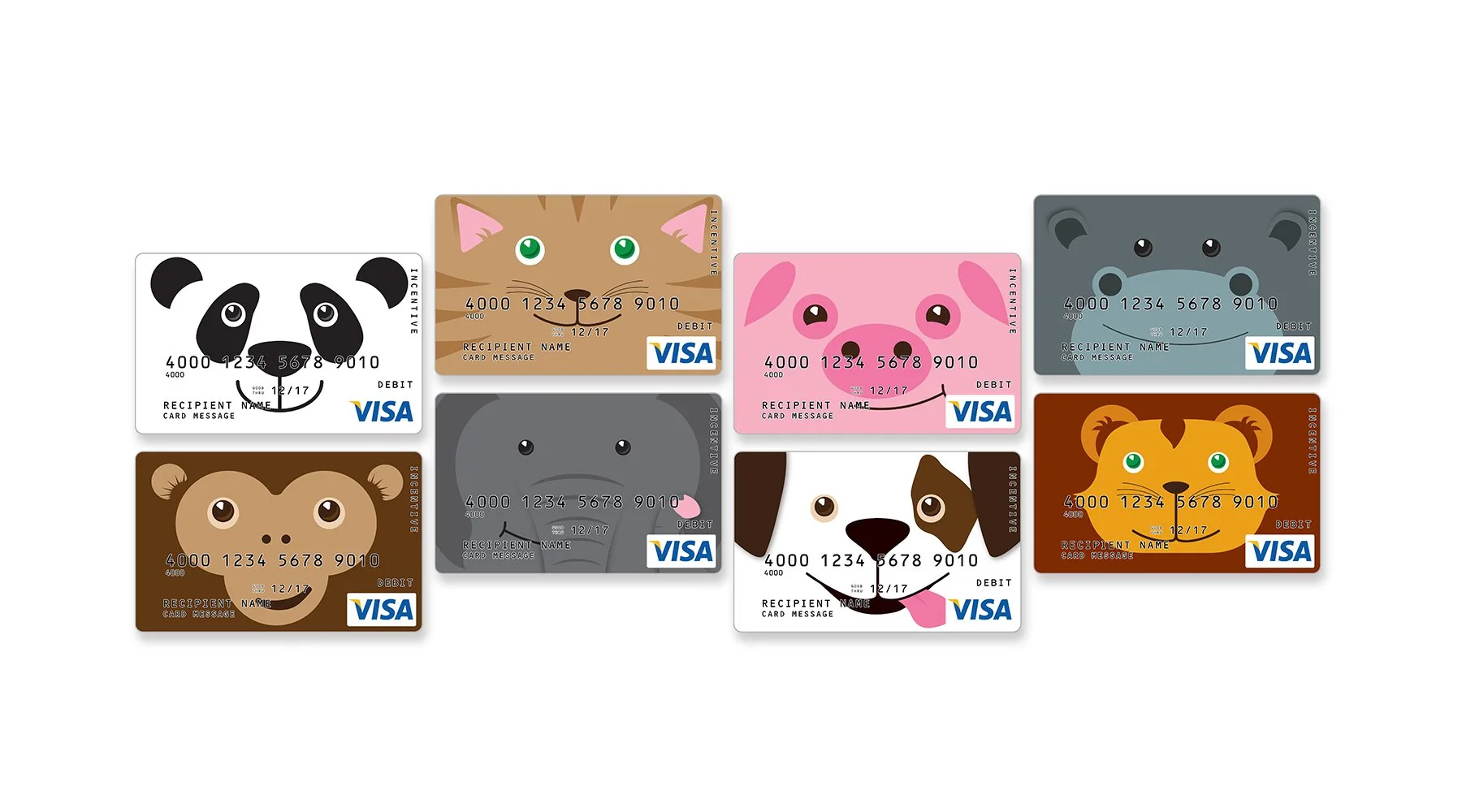 custom visa card illustrations for a series of debit cards designed for high school kids