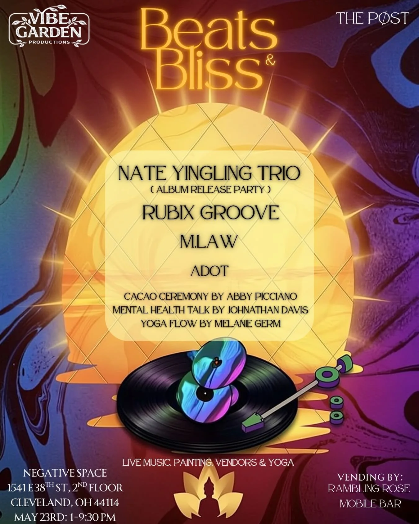 Vibe Garden &amp; The Post present Beats &amp; Bliss: Negative Space 🌱

 Did you miss us? Well we missed you! We&rsquo;re kicking off the year with a big announcement.&nbsp;The first Beats &amp; Bliss of the year will be on May 23rd at Negative Spac