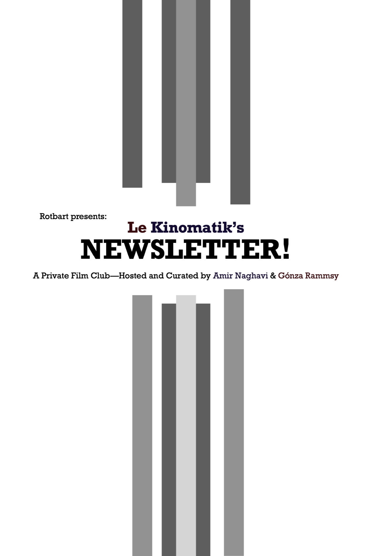 Monthly Newsletter for Private Film Club