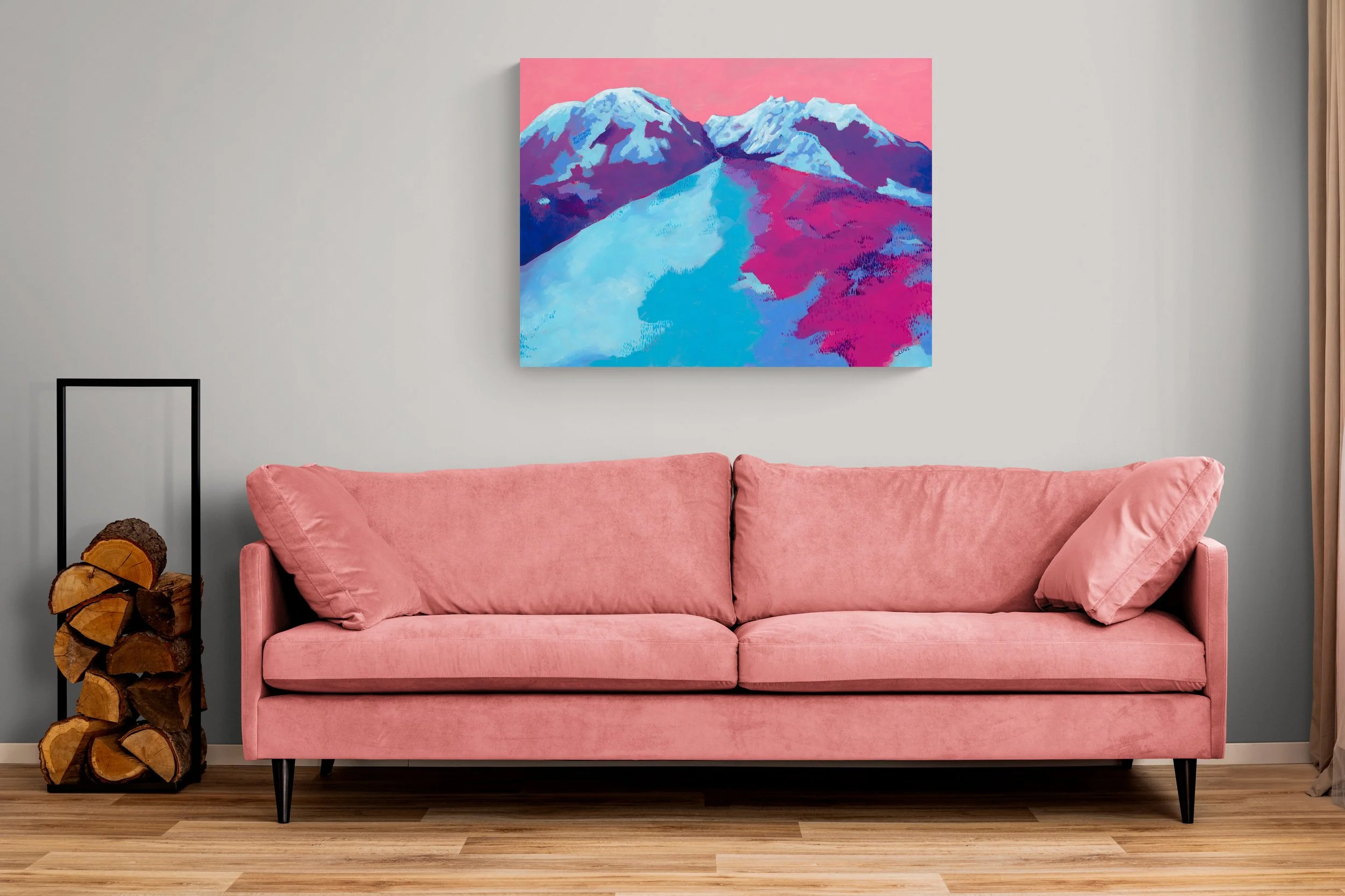'Buffalo and Red Mountains in Winter' | Original Painting | Chasing Winter Collection
