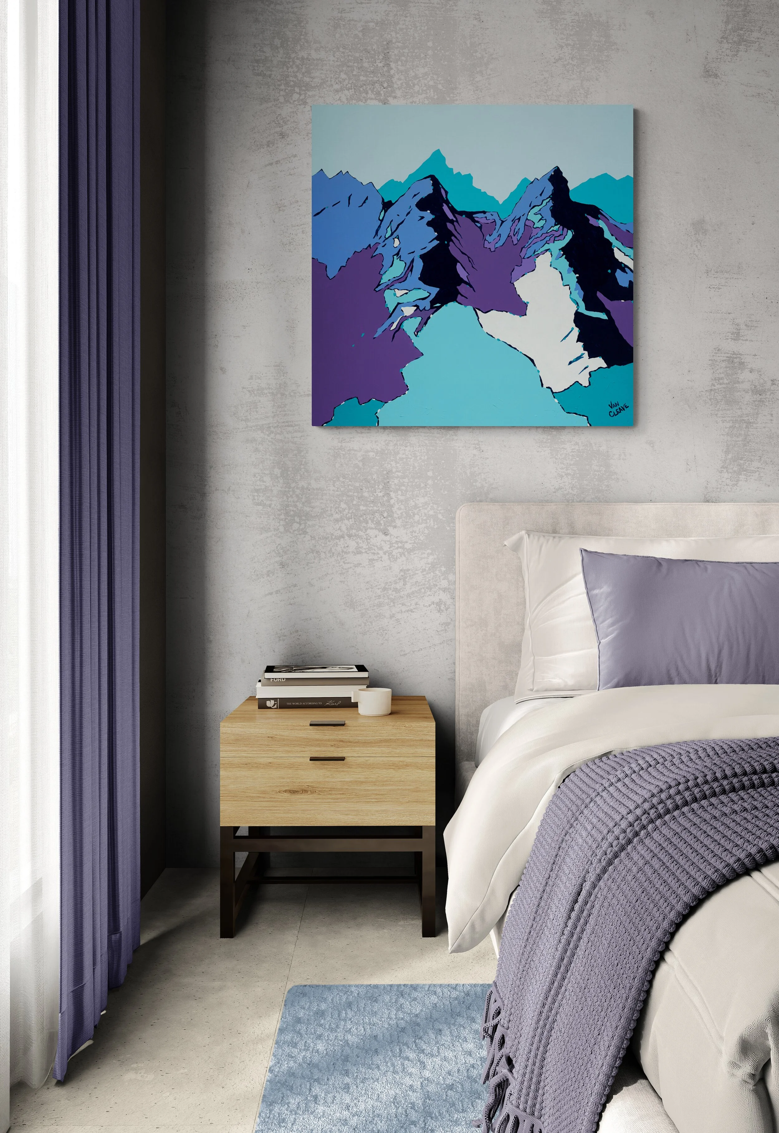 Jagged Gore Peaks Painting in Bedroom Caley Van Cleave