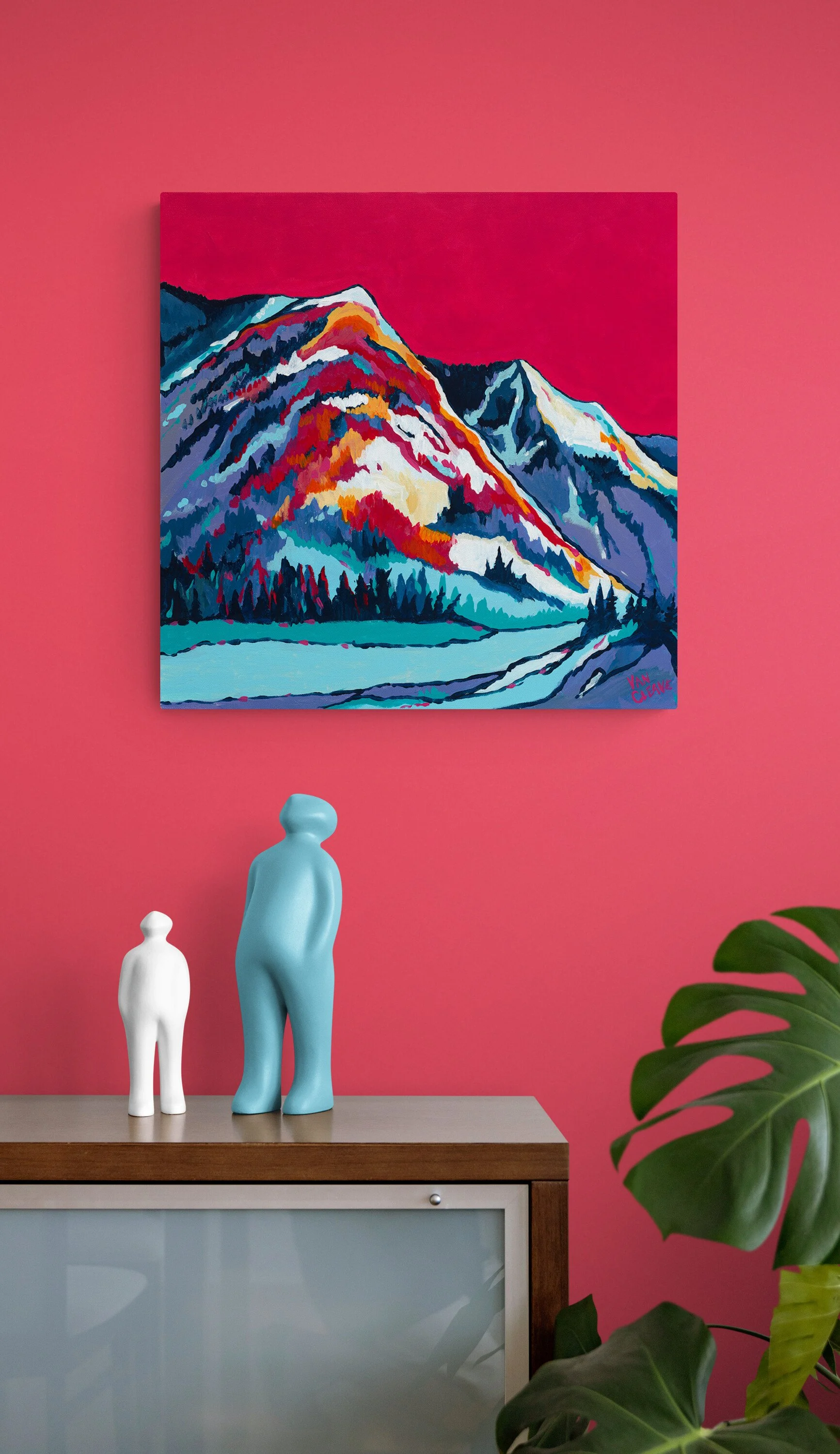 First Fall Snow Painting in Living Space Caley Van Cleave