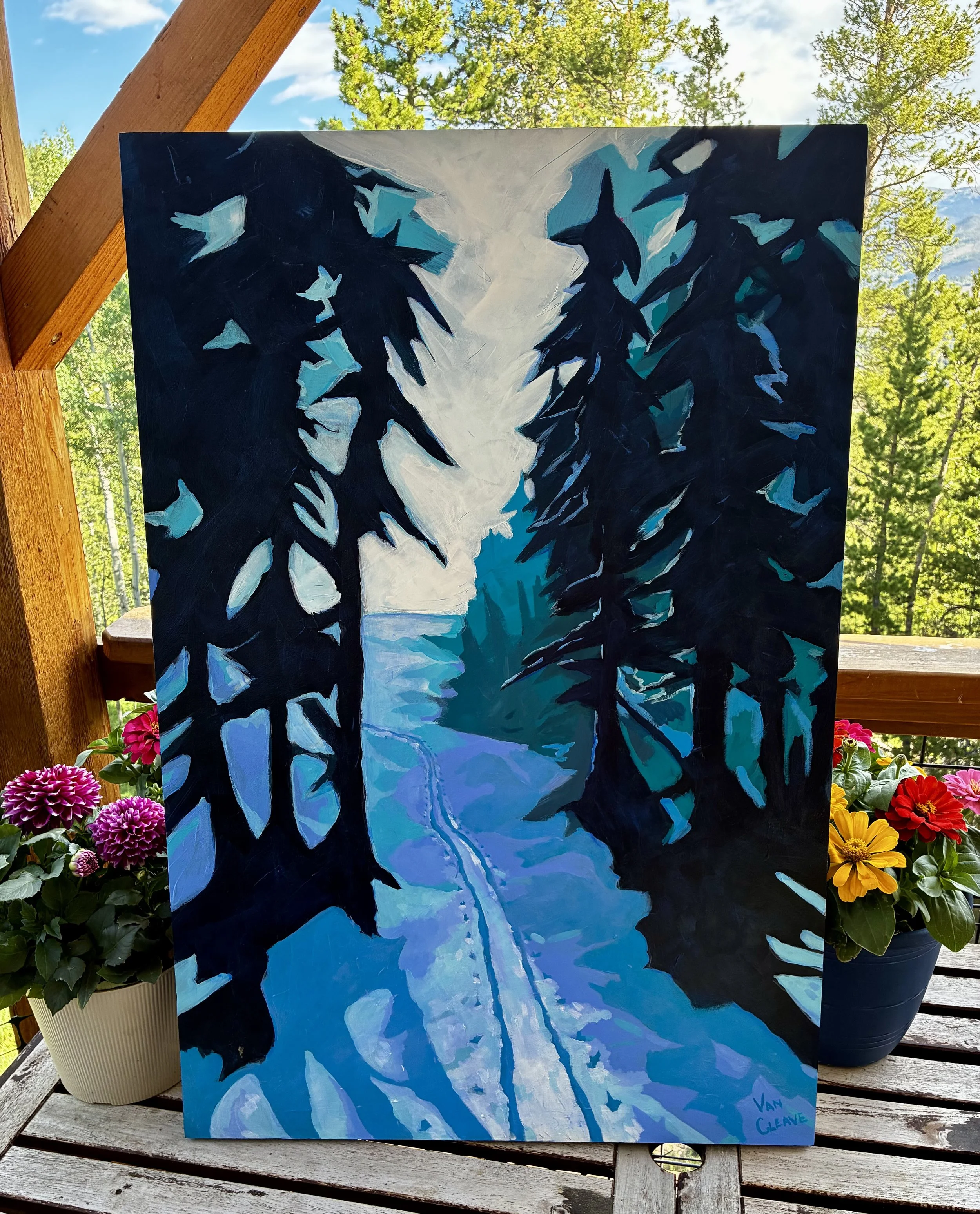 Spruce Creek Evening Ski Painting Outdoors Caley Van Cleave