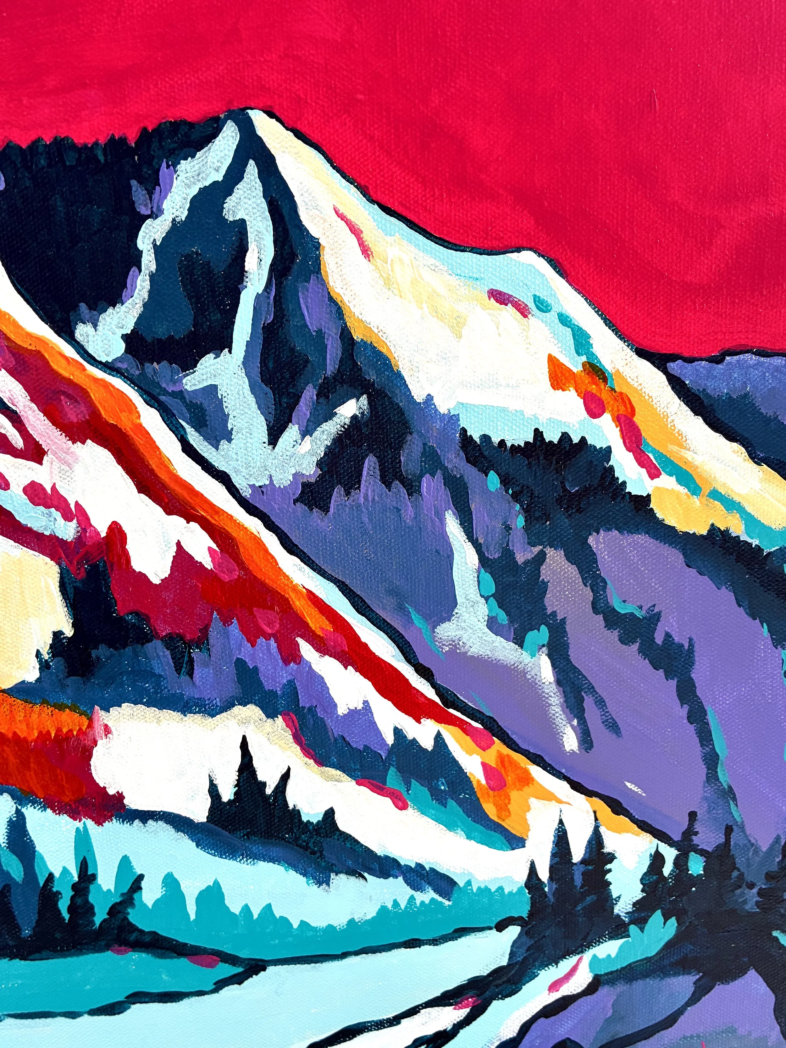 First Fall Snow Painting Close Up Caley Van Cleave