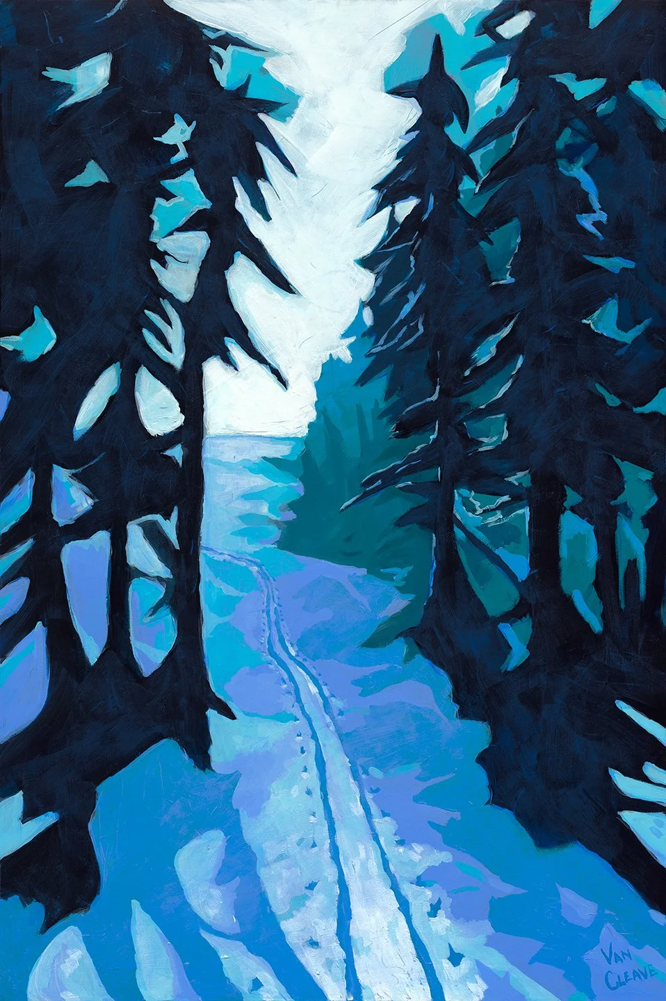 Spruce Creek Evening Ski Painting Full View Caley Van Cleave
