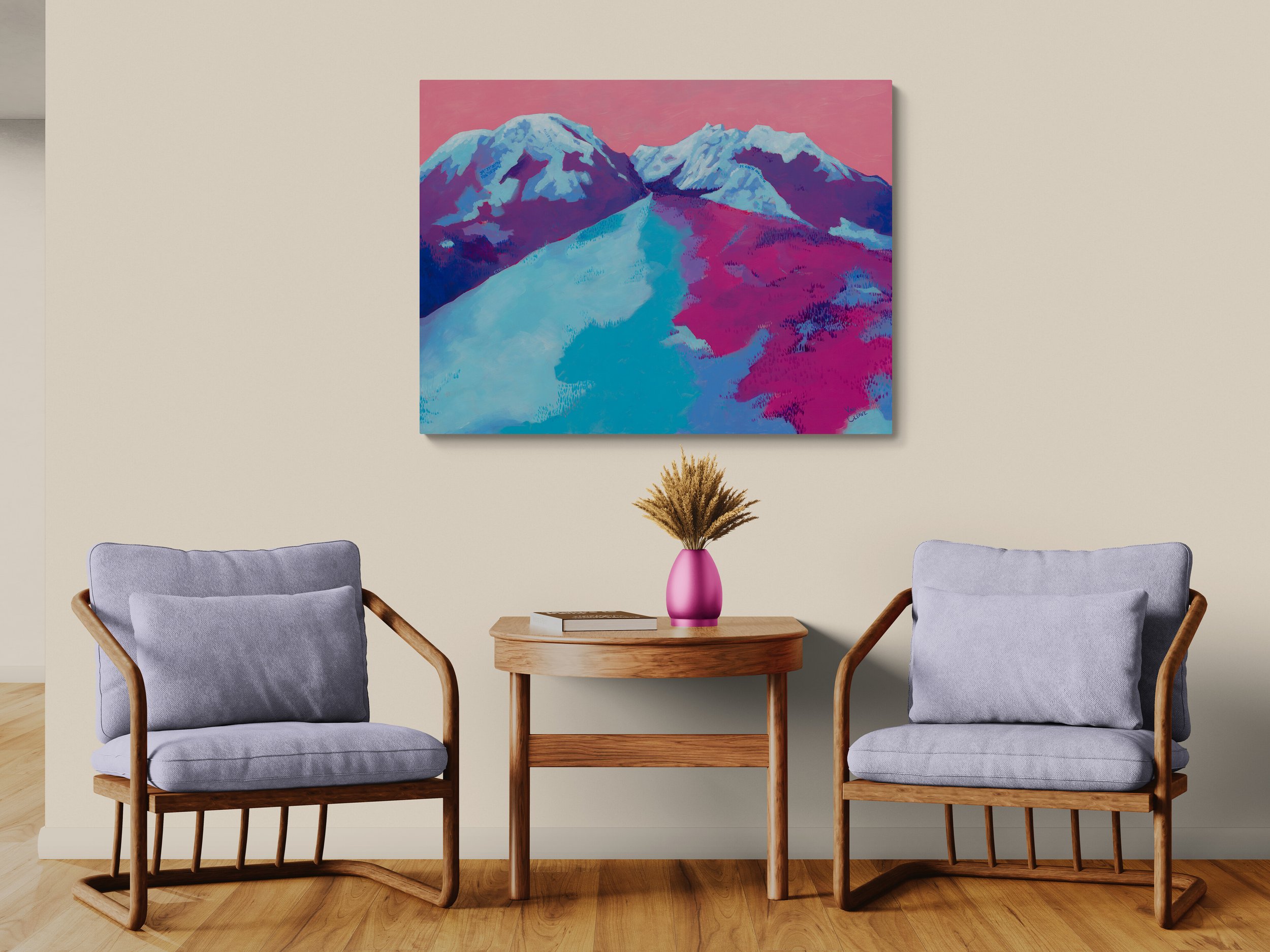 Buffalo and Red Mountains in Winter above Two Chairs