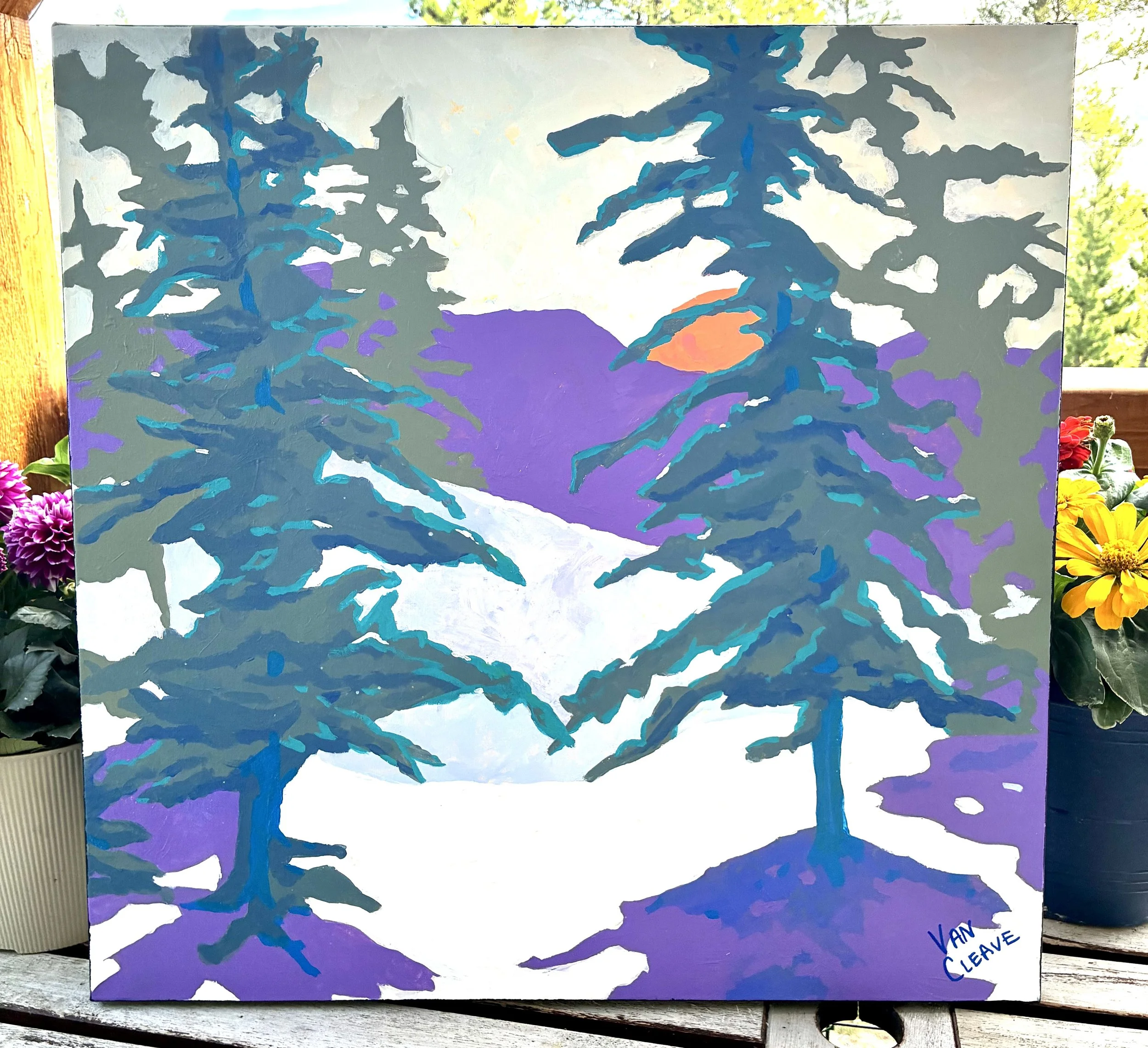 Silent Nordic Ski Painting Outdoors Caley Van Cleave