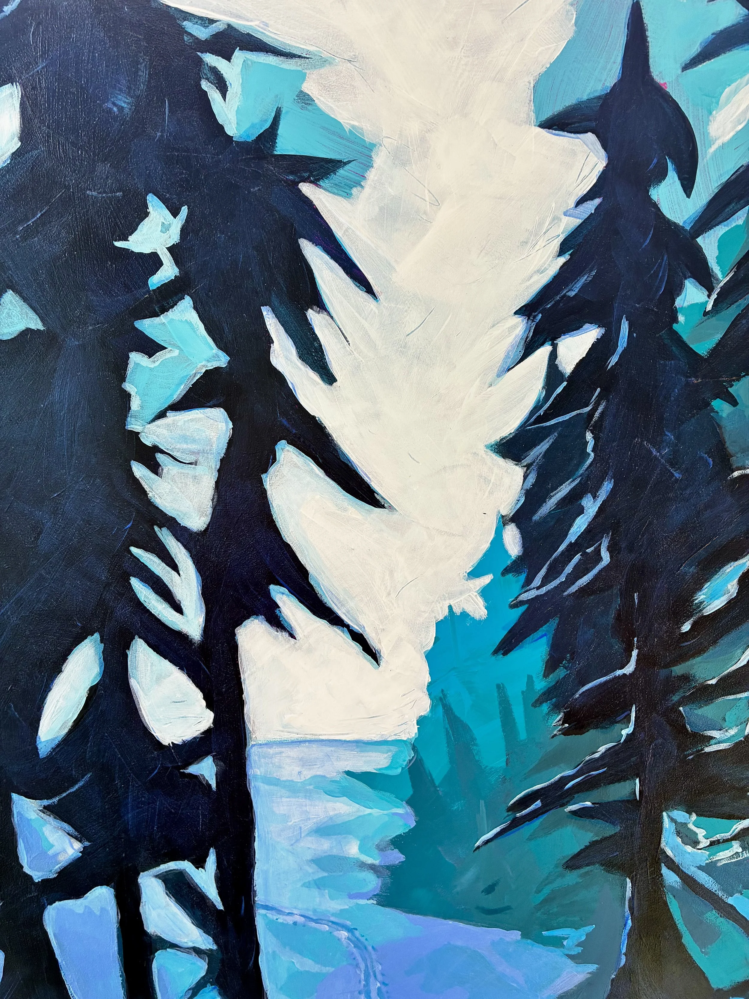 Spruce Creek Evening Ski Painting Close Up Caley Van Cleave