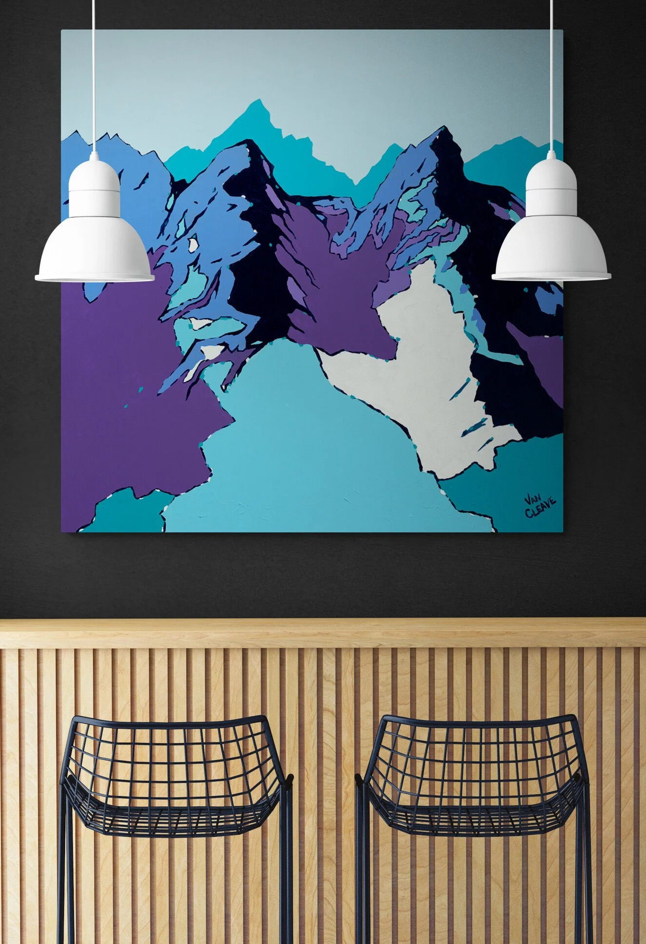 Jagged Gore Peaks Painting Over Breakfast Bar Caley Van Cleave