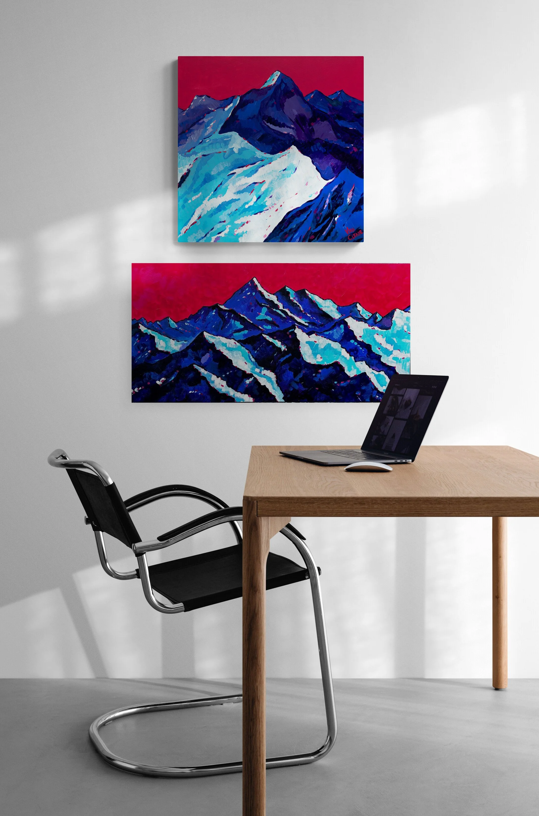 Annapurna Range in Snow and Nepali Giants Paintings Above Desk (Copy)
