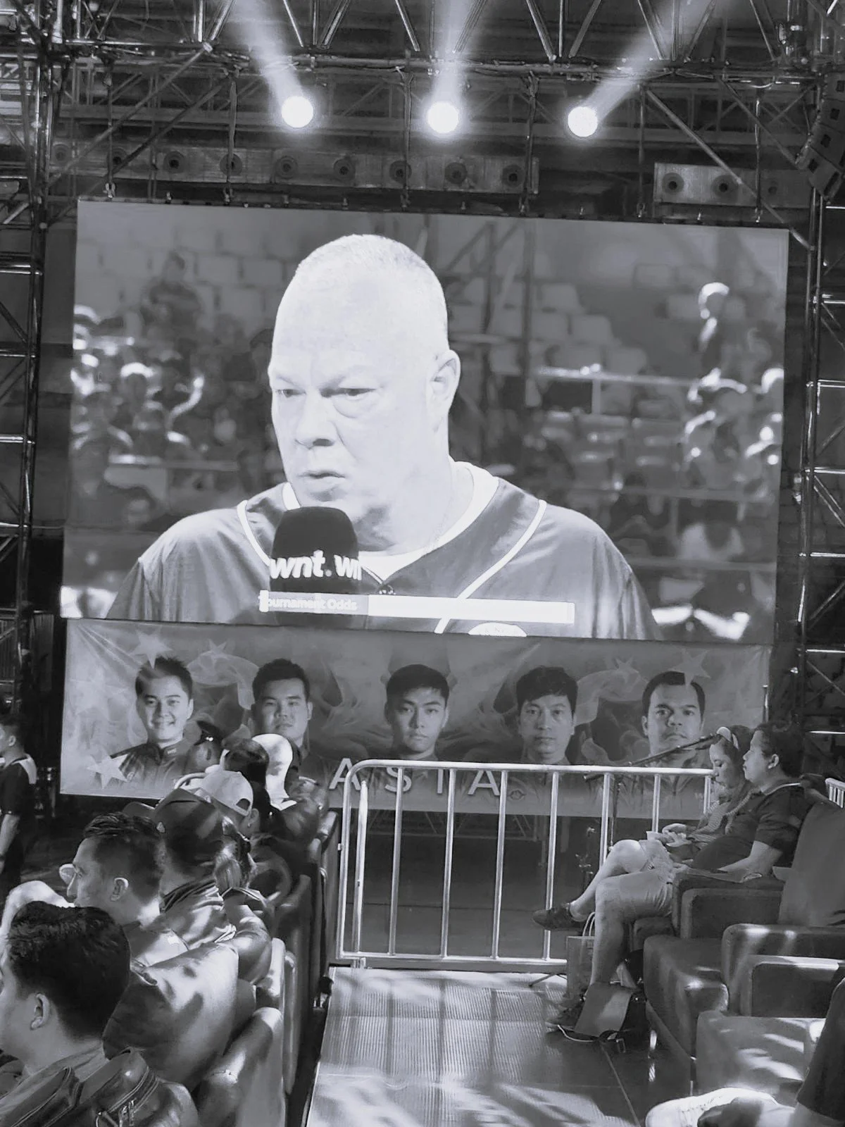 Mental performance coach Scott Frost commentating for Matchroom Sports at the Reyes Cup in Manila, Philippines