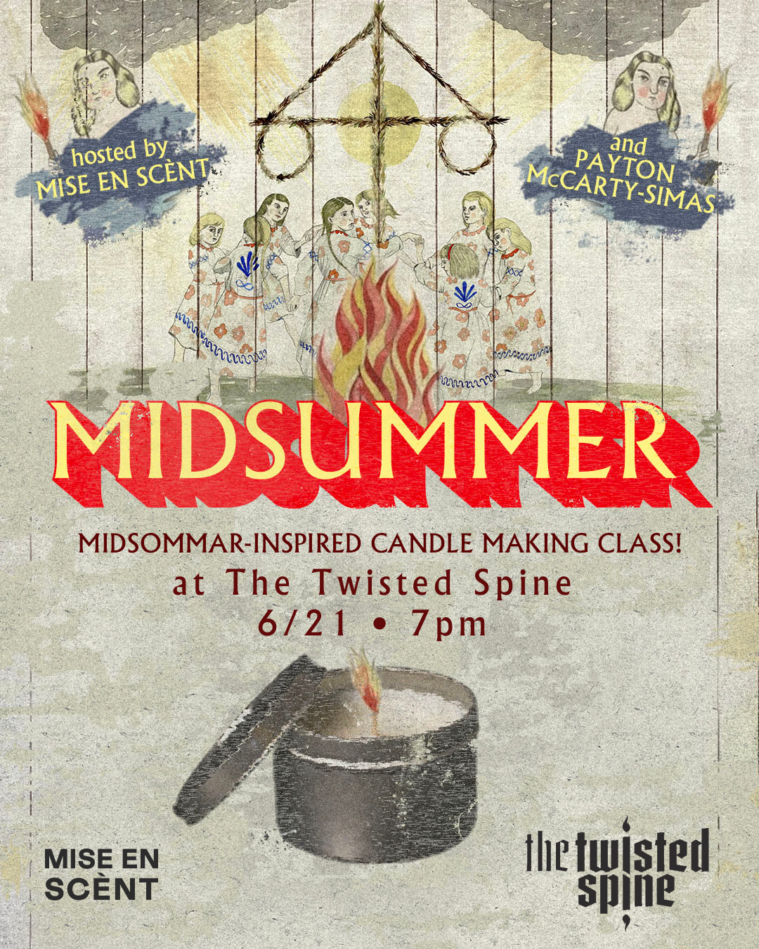 Event graphic for Midsommar themed candle making class