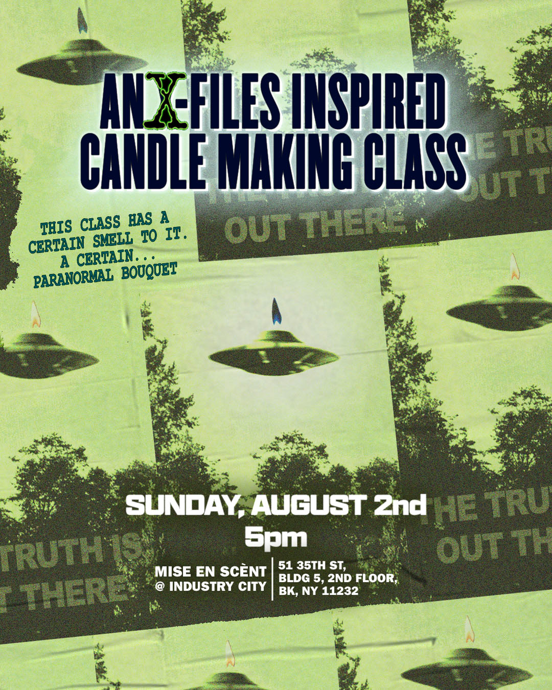 Event graphic for X-Files themed candle making class