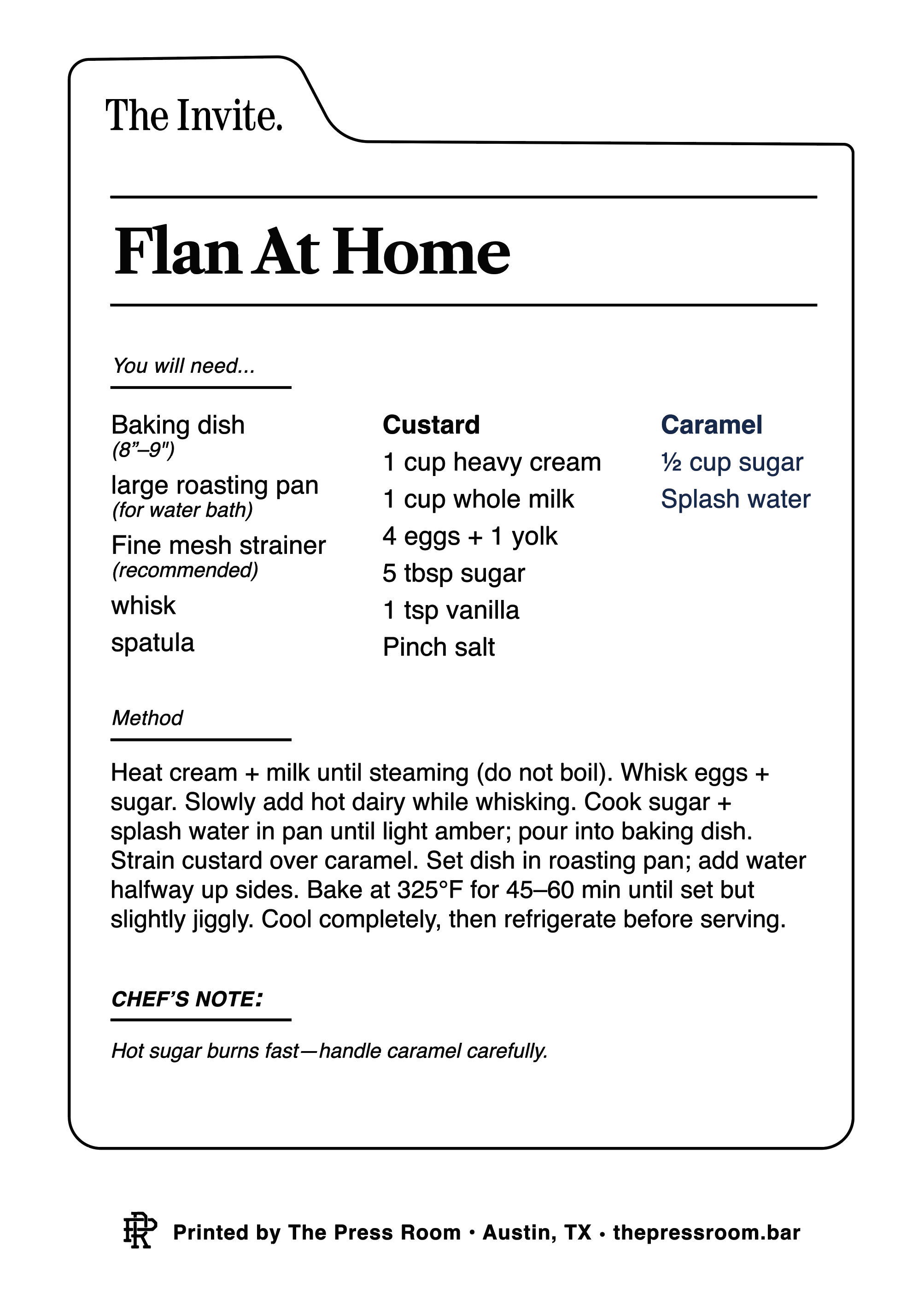 Recipe Card for THE INVITE in collaboration with  A24 (Back)