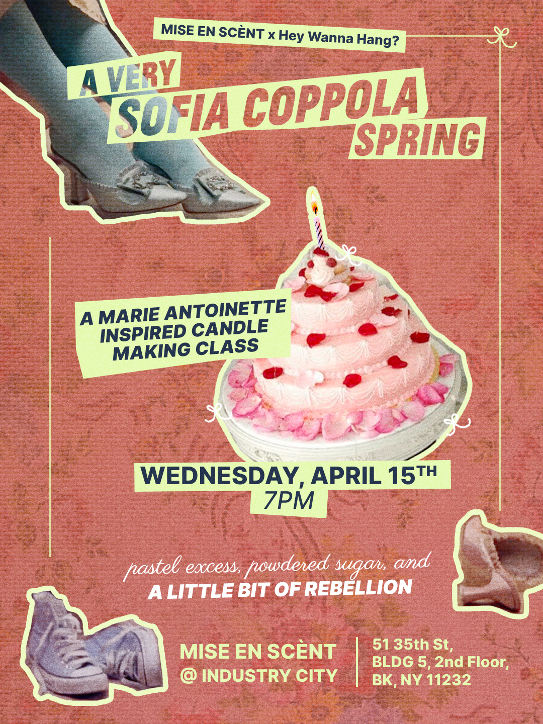 Event graphic for Marie Antoinette themed candle making class