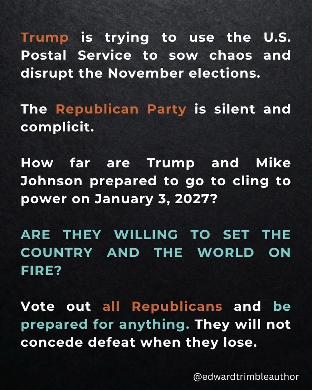 January 6 showed they are willing to do anything - including attack and kill - to cling to power. This time there are fewer guardrails. It's clear the Democrats will win in November. What will the Republican Party claim and how far are they willing t