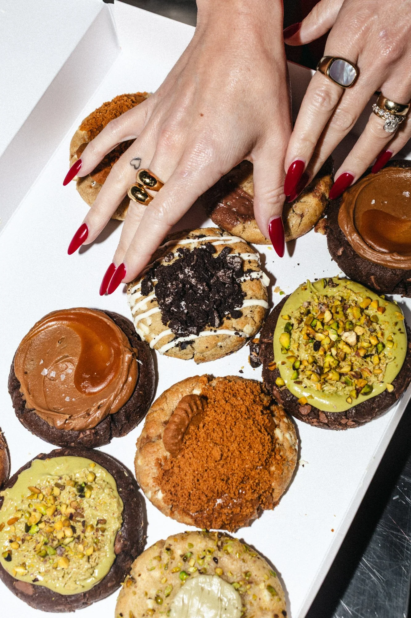 Creative product branding photoshoot in Toronto for a bakery, capturing bold, fashion-forward visuals with an editorial campaign aesthetic.