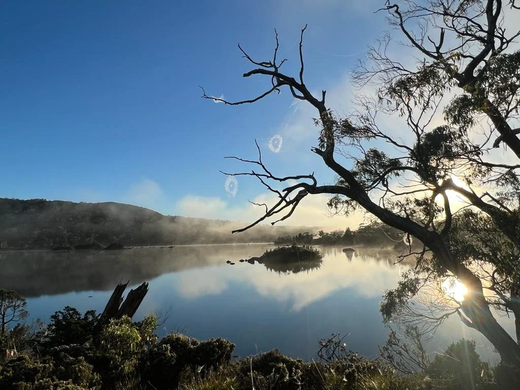 Nature-based mindfulness - lake on the Overland Track Tasmania. 