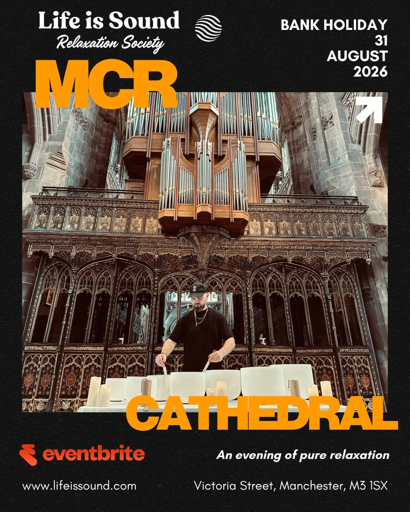 August Bank Holiday. An evening of relaxation at the incredible Manchester Cathedral

Another gathering of great energy and deep relaxation via singing bowls, handpan, hard, wave drums and more.

If you would like to join us for a special evening at 