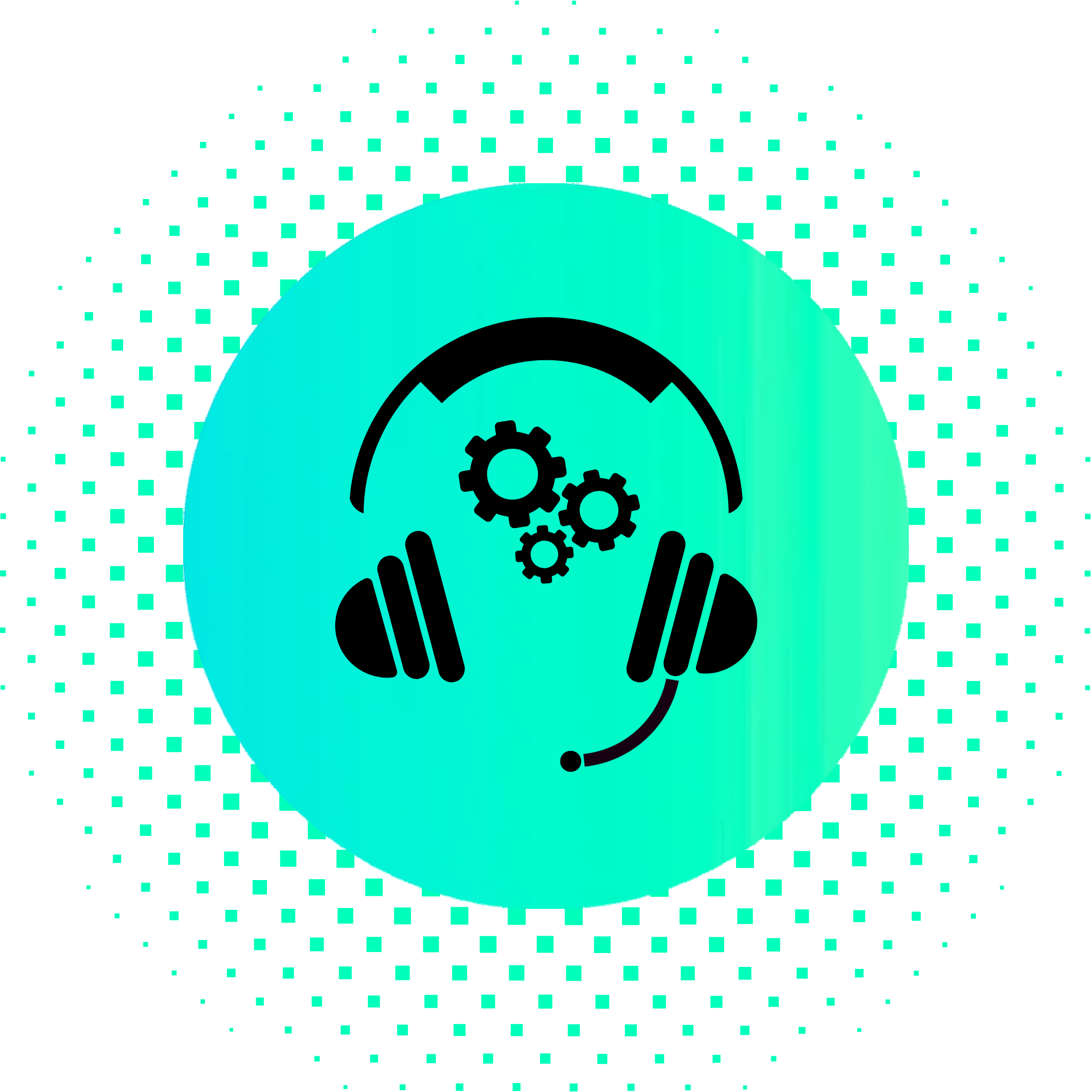 Headset with gears symbolizing technical support or customer service