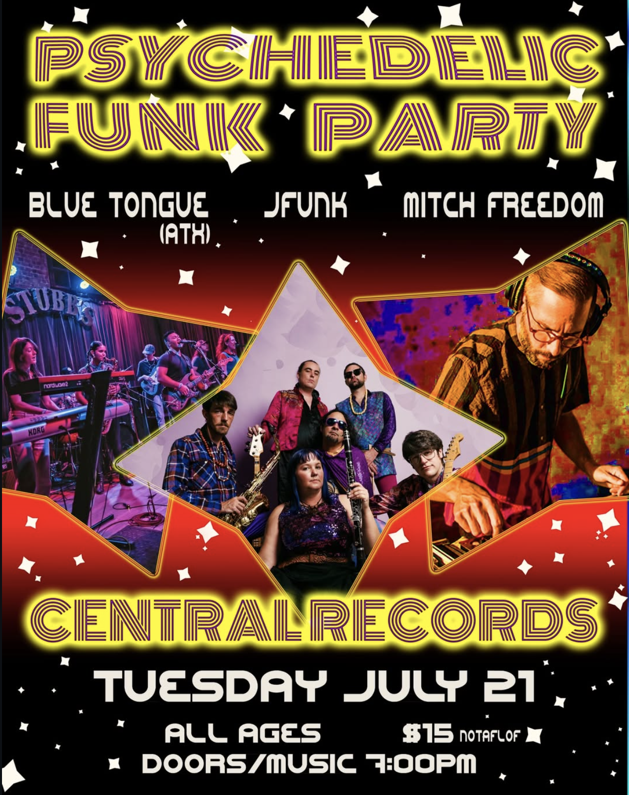 Psychedelic Funk Night w/ JFUNK | Blue Tongue {ATX} | DJ Mitch Freedom