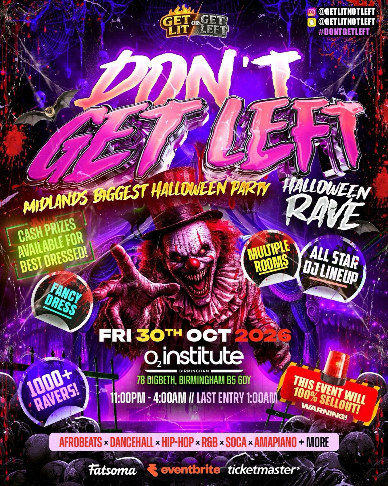 🎃 MIDLANDS&hellip; HALLOWEEN IS ABOUT TO GET SERIOUS. 🎃

After selling out our Halloween events for the last TWO YEARS, we&rsquo;re back at the O2 Institute Birmingham &mdash; and this year we&rsquo;re going ALL OUT. 👻🔥

📍 BIRMINGHAM &mdash; FRI