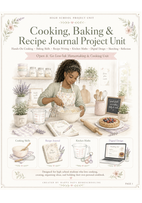 Cooking, Baking & Recipe Journal High School Homeschool Unit (Grades 5-12)