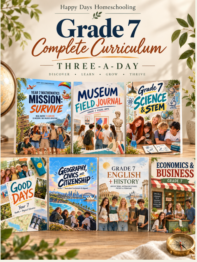The Grade 7 | Three-A-Day Complete PDF Australian Homeschool Curriculum