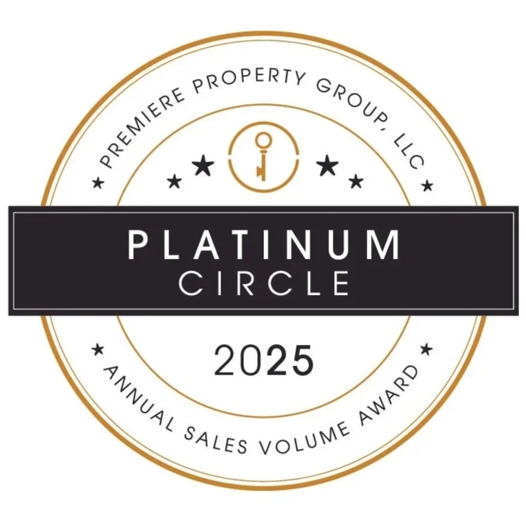 Award badge for Premiere Property Group LLC's Platinum Circle for 2025, recognizing high sales volume.