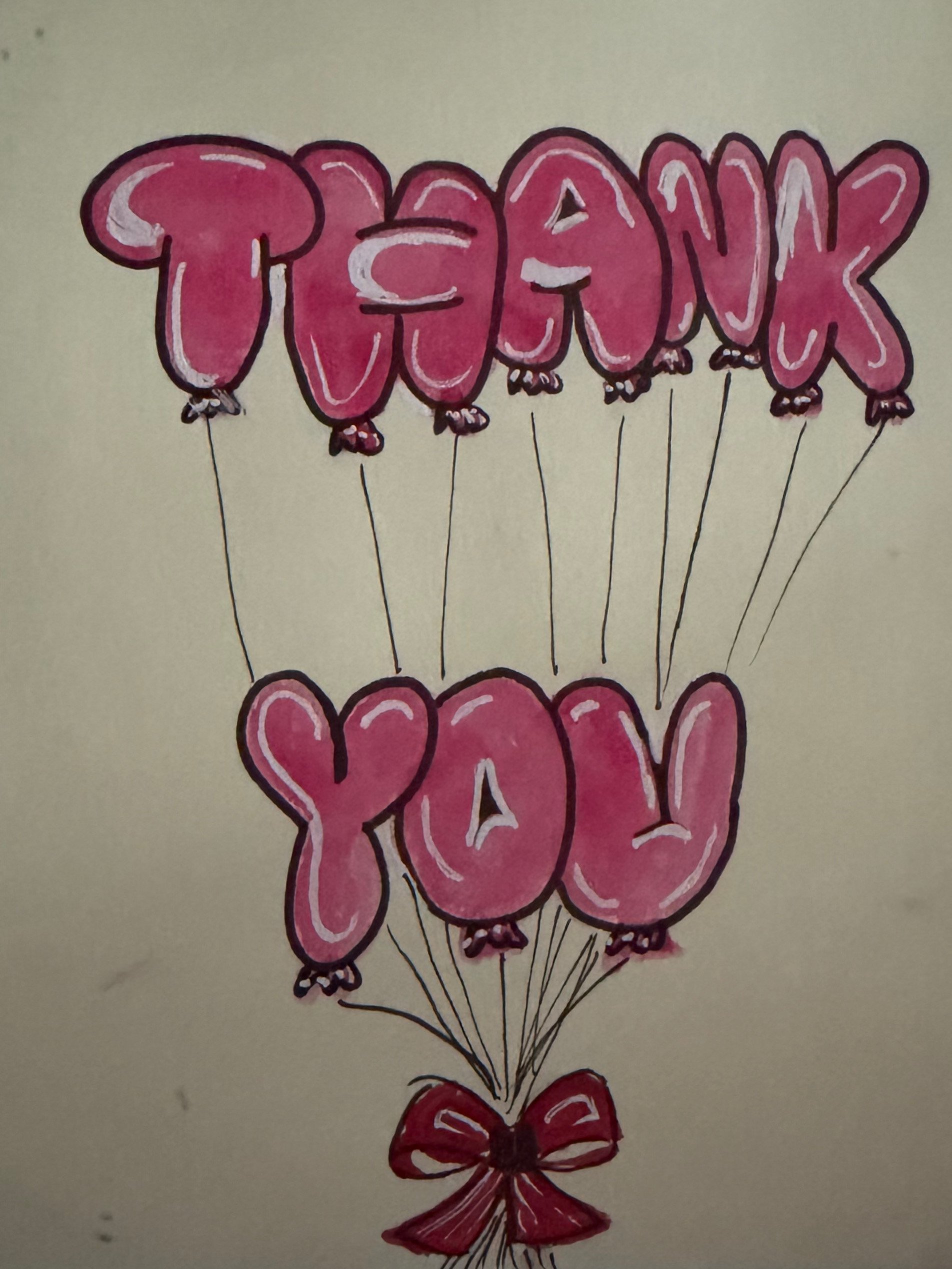 Thank You Bubble Letters Card