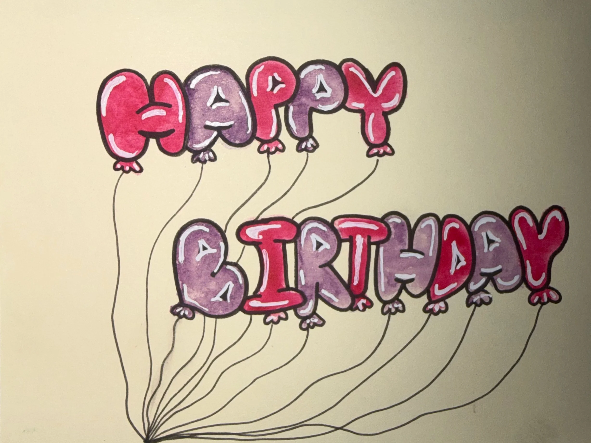 Happy Birthday Bubble Letters Card